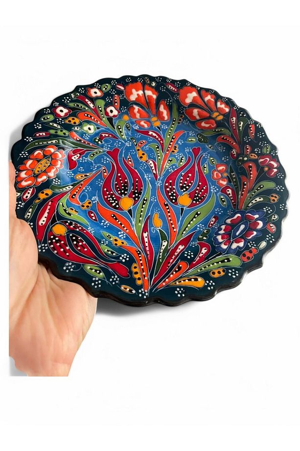 Çini Dekoratif Tabak, Duvar, Masa Süsü, Hediyelik El Yapımı (HANDMADE) Küçük Boy Tabak 18- 20 Cm - 2