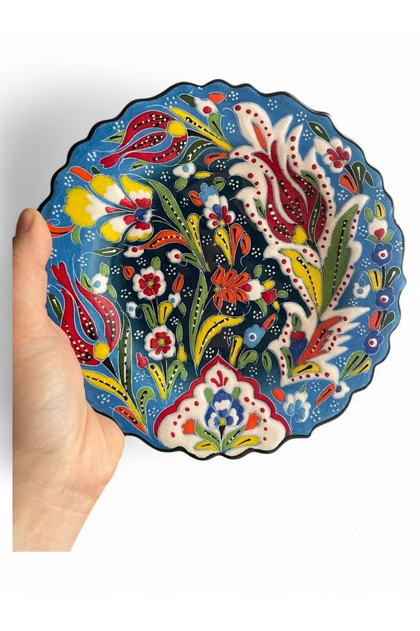 Çini Dekoratif Tabak, Duvar, Masa Süsü, Hediyelik El Yapımı (HANDMADE) Küçük Boy Tabak 18- 20 Cm - 4