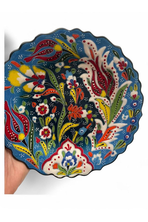 Çini Dekoratif Tabak, Duvar, Masa Süsü, Hediyelik El Yapımı (HANDMADE) Küçük Boy Tabak 18- 20 Cm - 5