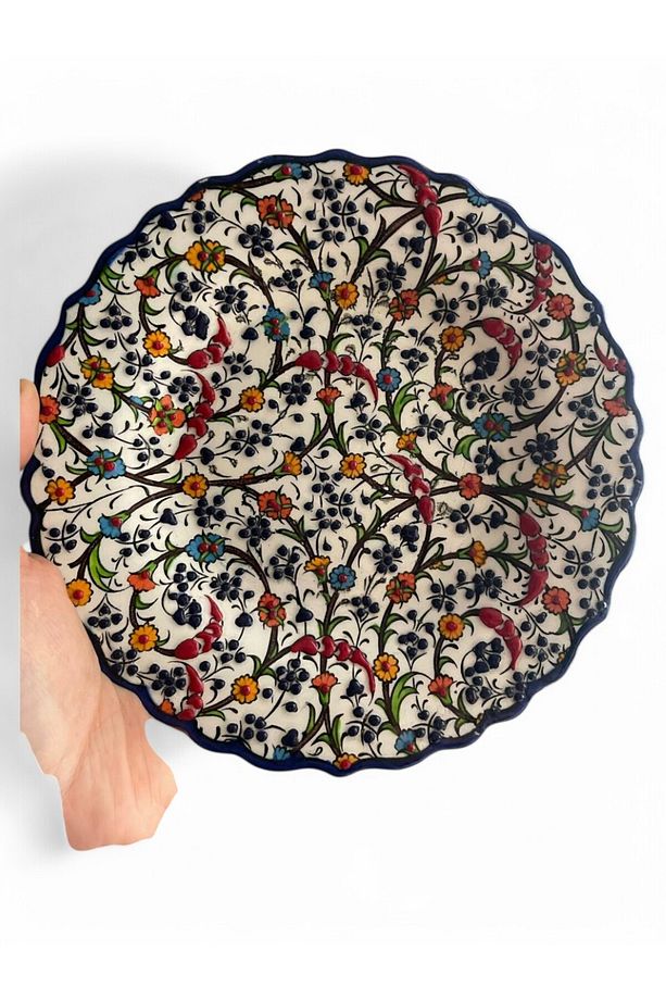Çini Dekoratif Tabak, Duvar, Masa Süsü, Hediyelik El Yapımı (HANDMADE) Küçük Boy Tabak 18- 20 Cm - 6