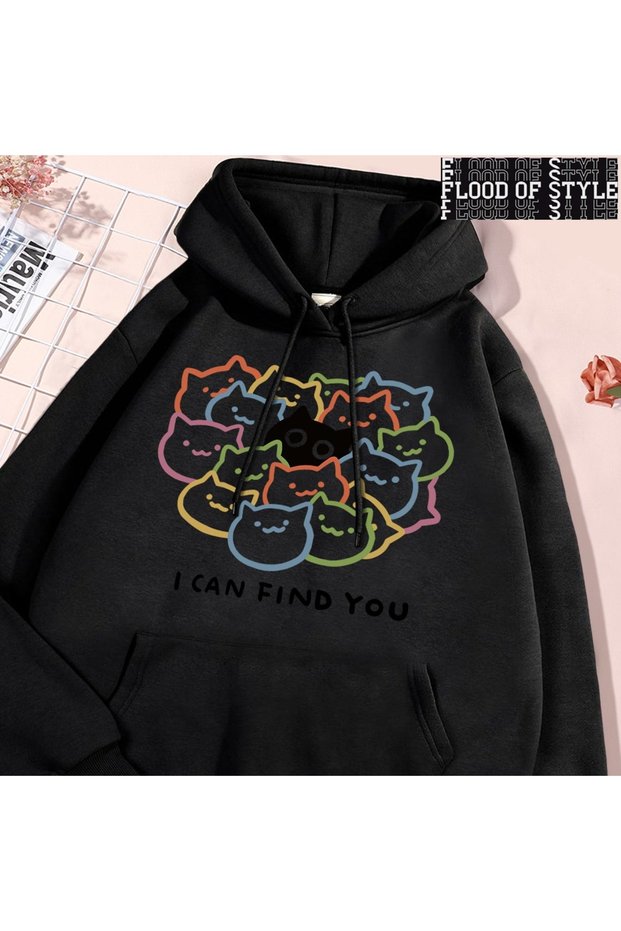 Hip Hop Harajuku Vintage Style You Can Find Me Fun Black