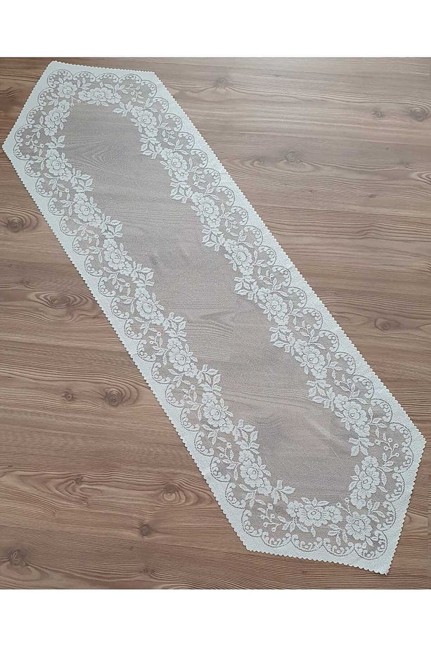 Güllü Desen Örme Tül Runner Örtüsü 40x140 (PEMBE) - 3