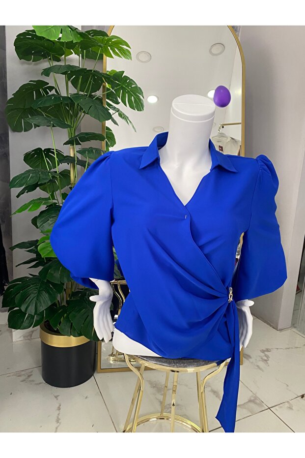 Mavi Krep anvelop gömlek - 1