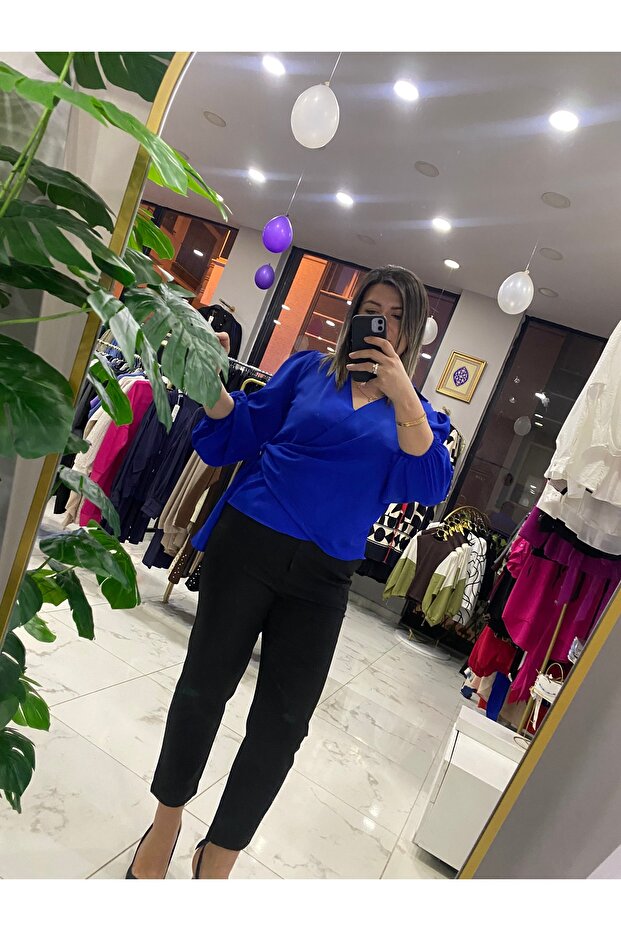 Mavi Krep anvelop gömlek - 7