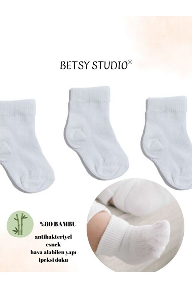 Premium 3-Piece Bamboo Newborn Sock Set Extra Soft Baby Girl/Baby Boy