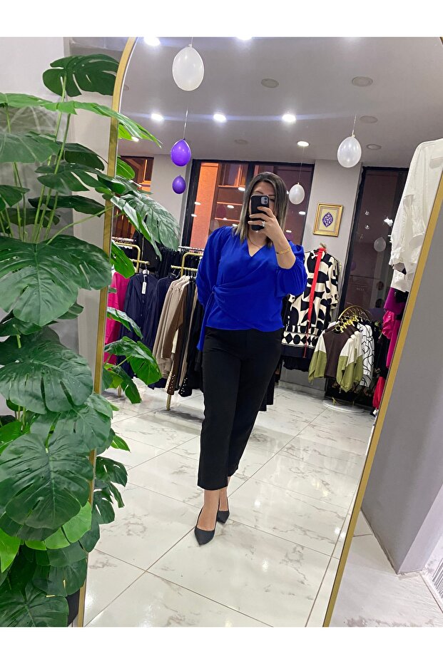 Mavi Krep anvelop gömlek - 6