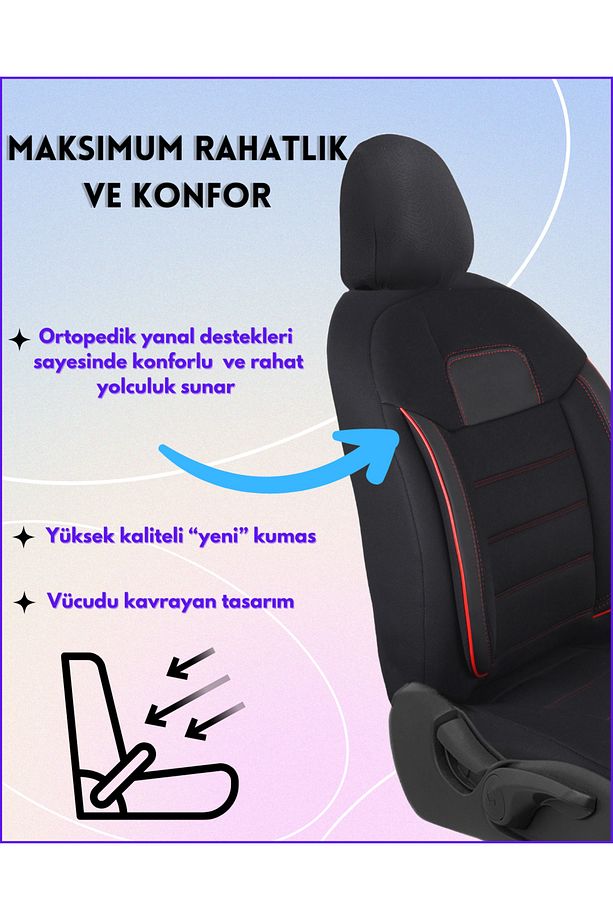 Tofaş Doğan SLX Araçlara Uyumlu Tam Takım Özel Tasarım Oto Koltuk Kılıfı Seti   ABk221 - 3