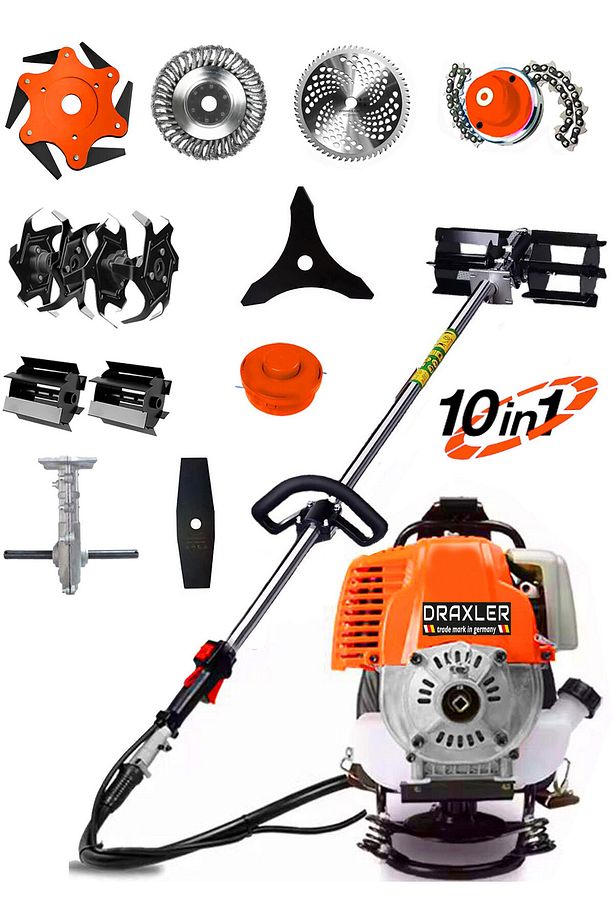 Alman DP 453  10 İn 1 Sırt Tipi Ot Çim Biçme Tırpanı + Toprak Eşeleme+ Akrobat Çapa Aparatı - 1