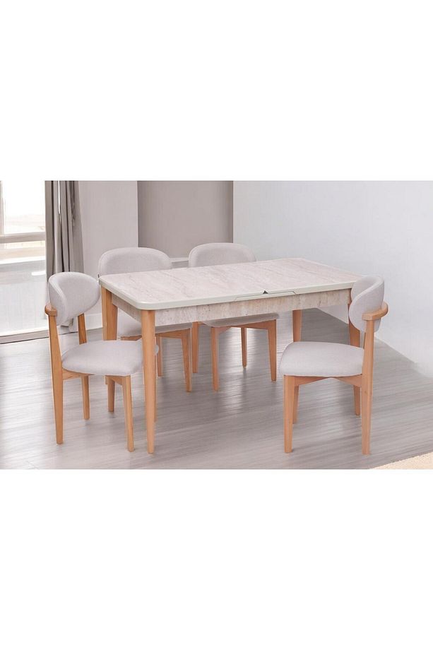 Norte Traverten Boyalı Mdf Mutfak Masa Takımı 80x130 - 2
