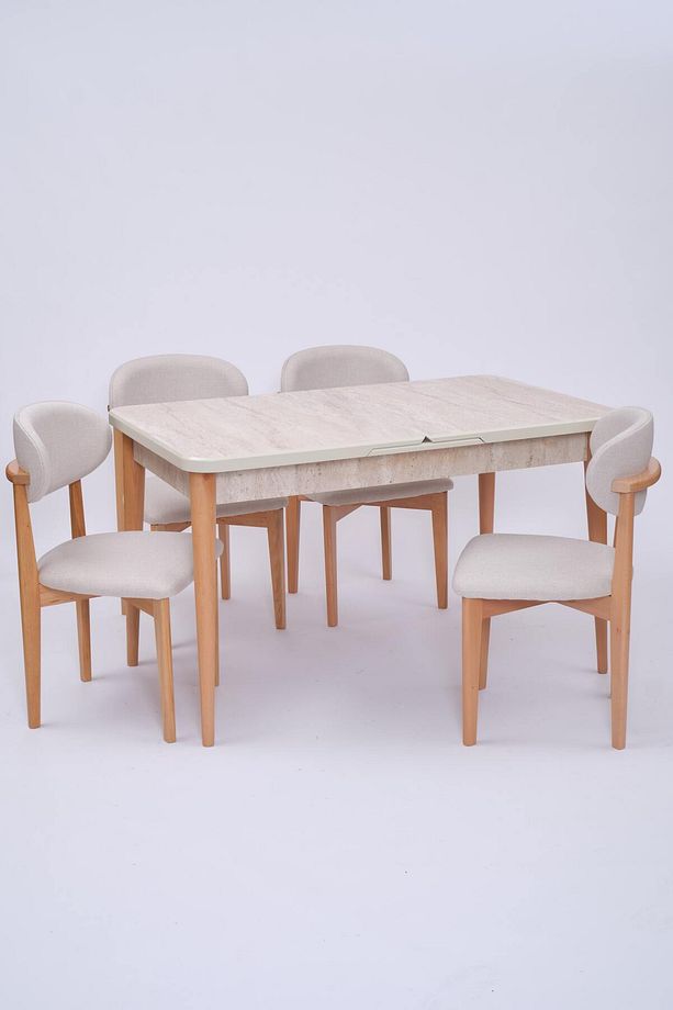 Norte Traverten Boyalı Mdf Mutfak Masa Takımı 80x130 - 1