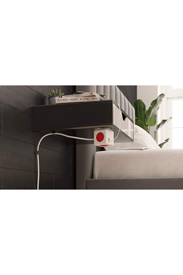 ألوكاكوك وصلة كهربائية بطول 1.5 متر + مدخلي يو اس بي - احمر - 1