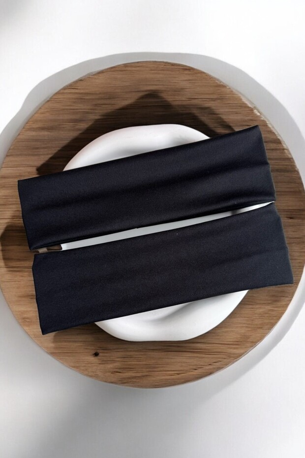Black Cotton Combed, Non-Slip, Soft, Flexible, Hair Band Bandana