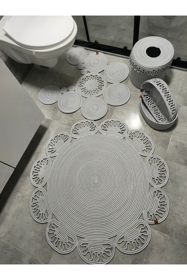 Jute,Bath Set,Bath Set,Bath Mat, Mat Set,Makeup Basket,Detergent Basket,Toilet Seat Mat
