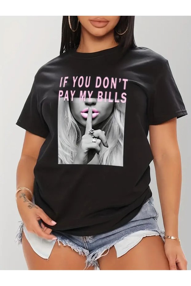 Printed T-Shirt, Short Sleeve Crew Neck Casual Top for Summer and Spring, Women's Clothing