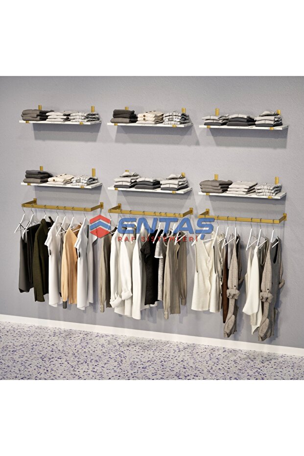 190*H:220,Giyinme Odası Rafı,Askılık Sistemi, Mağaza Raf Sistemi,Butik Raf Sistemi - 4