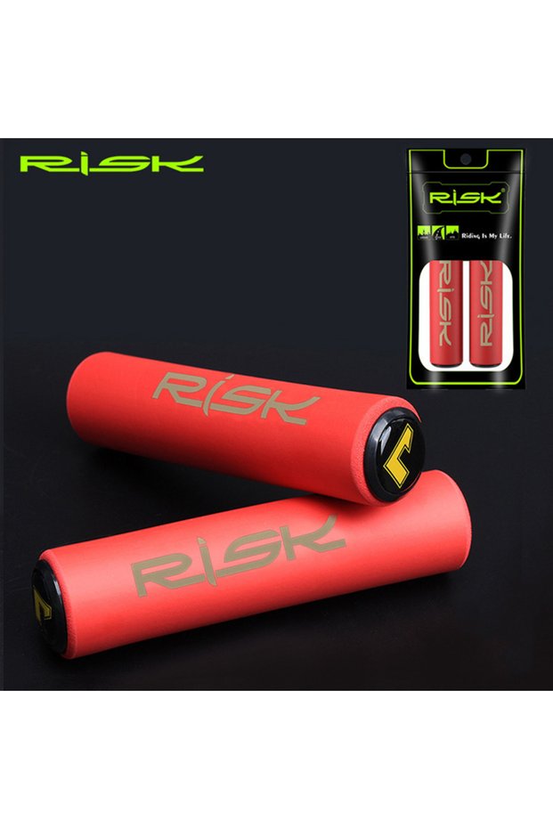 RISK Red RISK Bike Bicycle Grips Handlebar Grips Ultralight Anti-skid Soft BMX MTB Bike Handle Cuffs