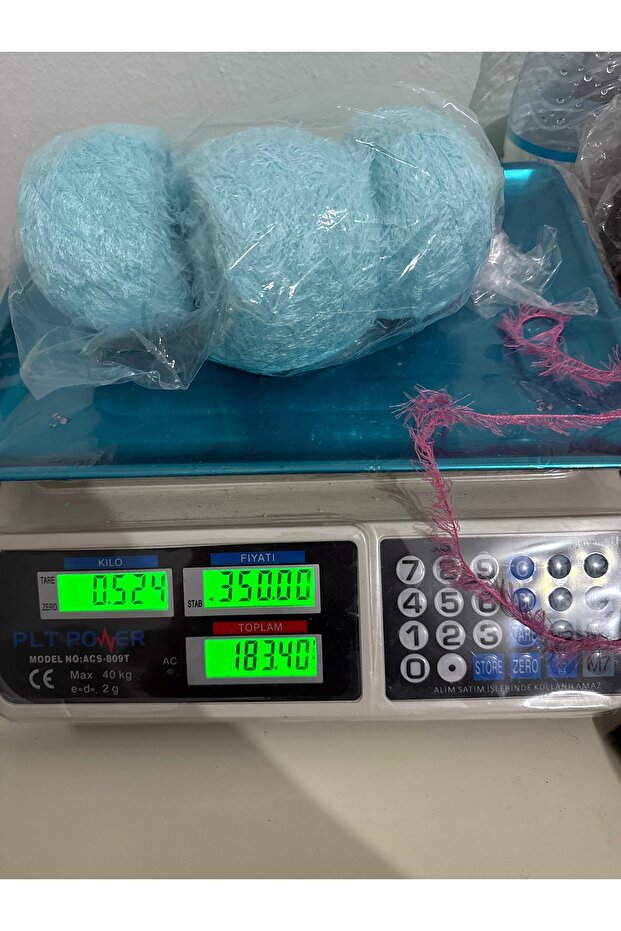 Tavşan tüyü ip(534 gram)mavi - 1