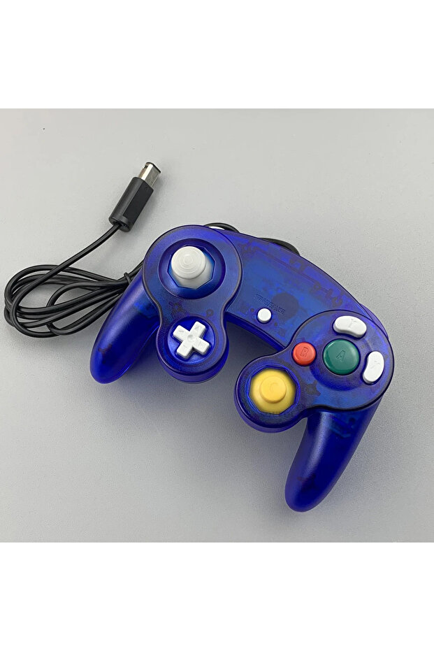 Transparent Blue New Wired Game Controller for GameCube NGC Single Button Wired Gamepad Joystick for - 1