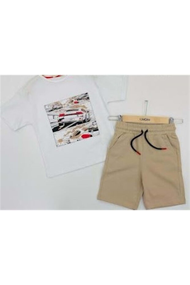 Beige Boy's Shorts Set Beige