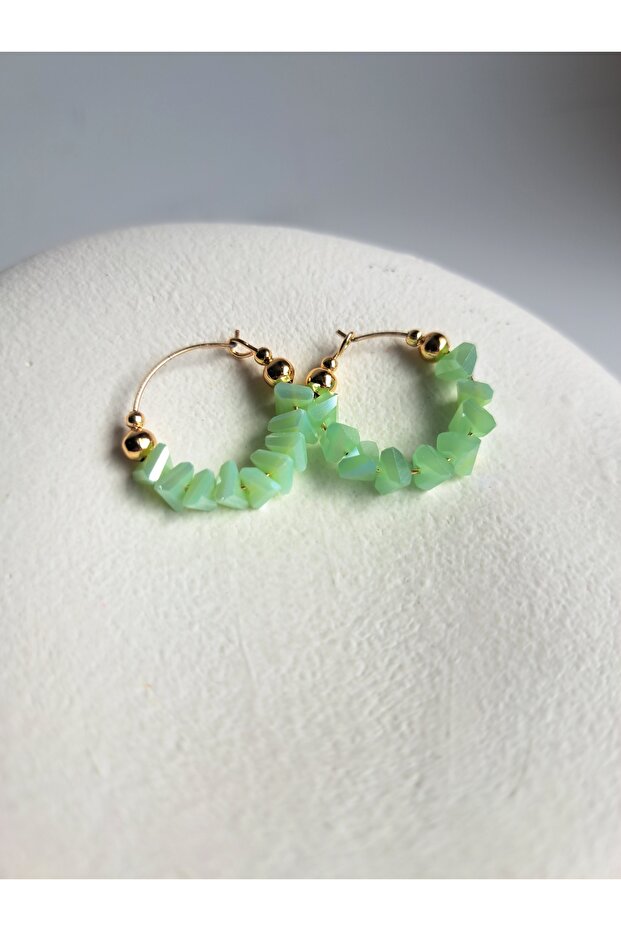 Green Jewelled Hoop Earrings