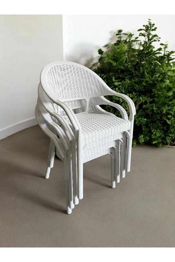 4 Adet Bambu Rattan Kollu Sandalye Koltuk 4'lü Set - 2