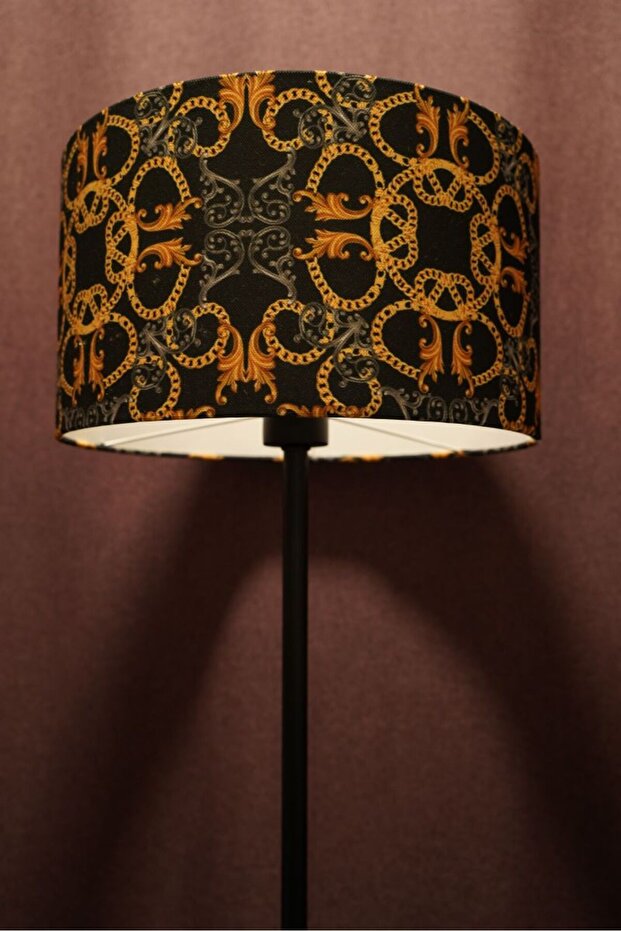 Siyah Ayaklı Özel Koleksiyon Kumaş Lambader Tek Ayaklı Dekoratif Salon Yatak Odası - 3