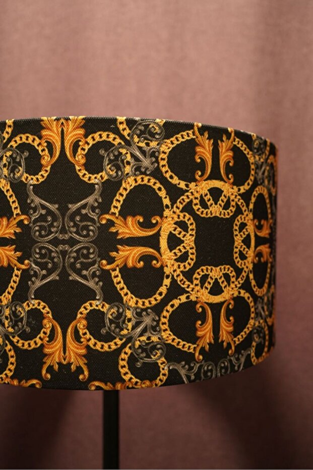 Siyah Ayaklı Özel Koleksiyon Kumaş Lambader Tek Ayaklı Dekoratif Salon Yatak Odası - 2