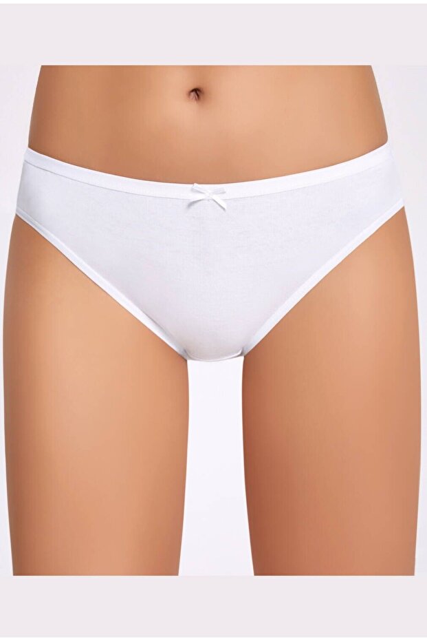 White Women's Bikini Panties with Bow 10 Pieces