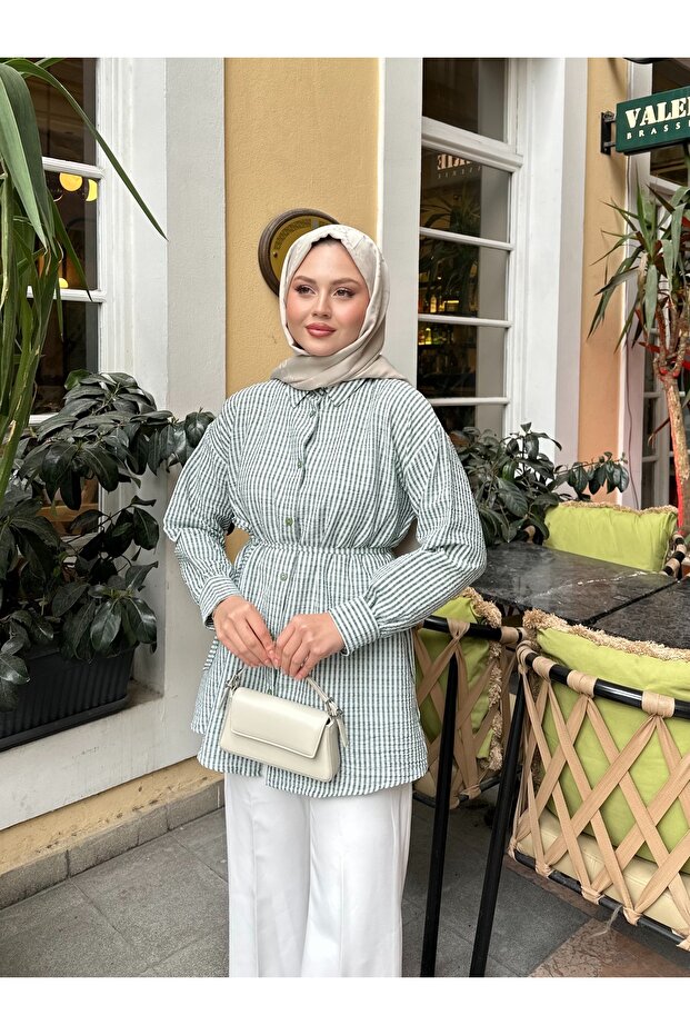 Women's Striped Waist Tie Shirt