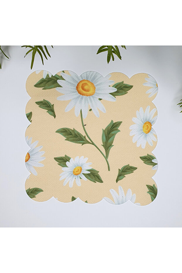 Watercolor Daisies Design Laser Cut Fabric Cocktail Napkin 1 Piece 15 X 15 Multicolor Fabric Tr