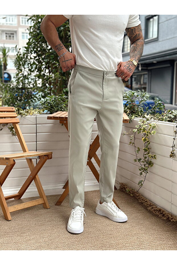 Basic Tek Düğmeli Jogger Pantolon mint - 6
