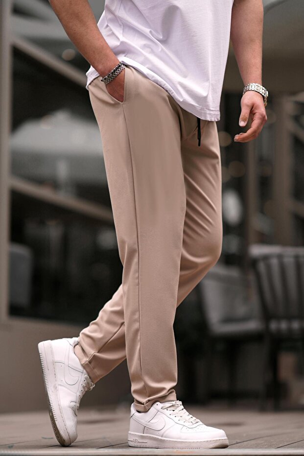 Cremefarbene Basic-Herrenhose 4242 - 2