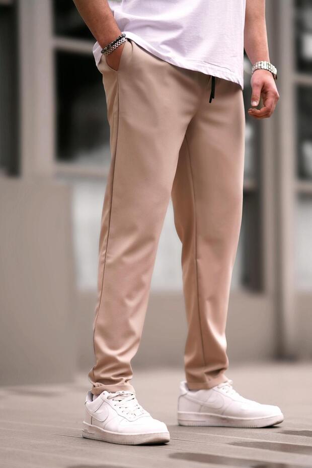 Cremefarbene Basic-Herrenhose 4242 - 1