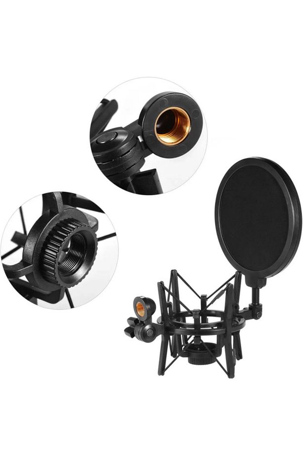 SH101 Mikrofon Tutucu Shock Mount ve Pop Filter - 4