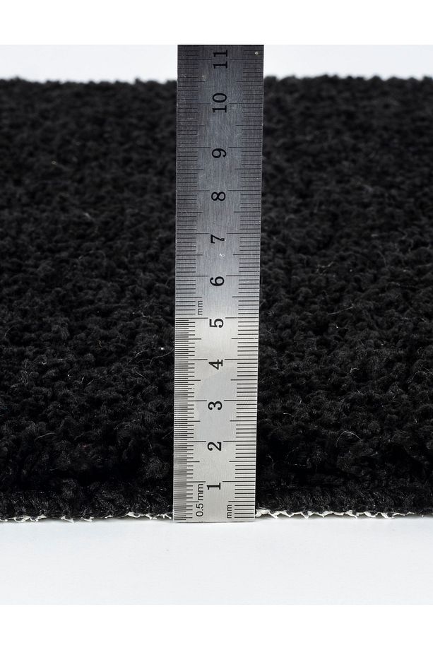 Soft Shaggy Tek Parça Siyah 60x100 cm Doğal Kaymaz Taban Paspas - 8