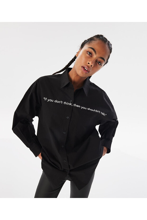 Embroidered Slogan Shirt