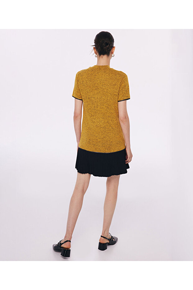 Kumaş mıx triko elbise - 7