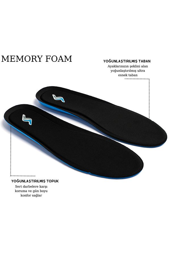 Memory Foam Ayakkabı Tabanlığı Ortapedik Yastıklı Unisex 100 Model Tabanlık Siyah - 1
