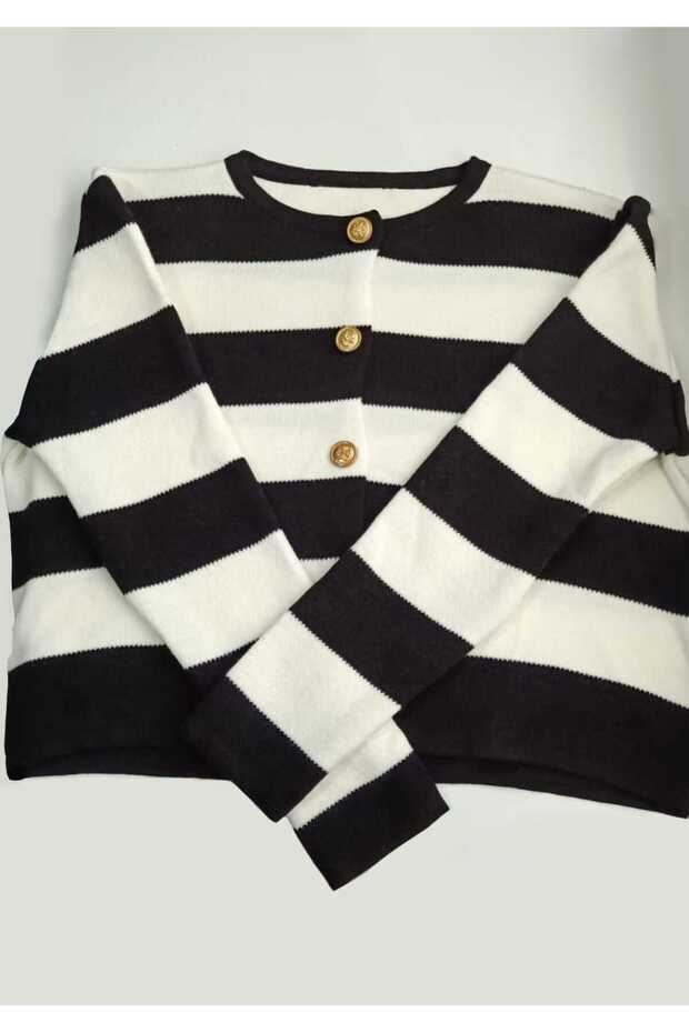 Triko Çizgili Hırka - 2