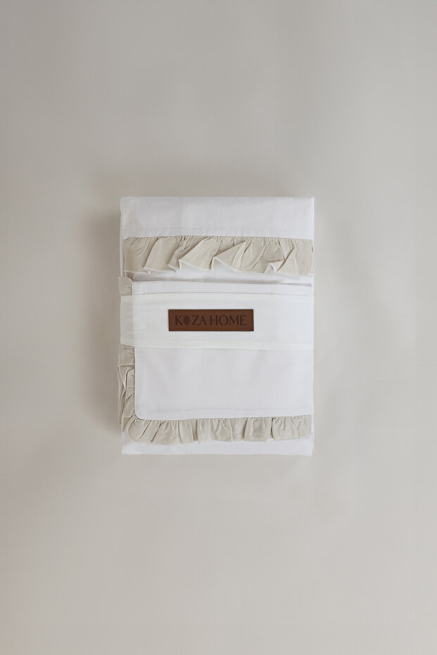 Pure Ecru Cream Frilly Duvet Cover Set 200X220 4702