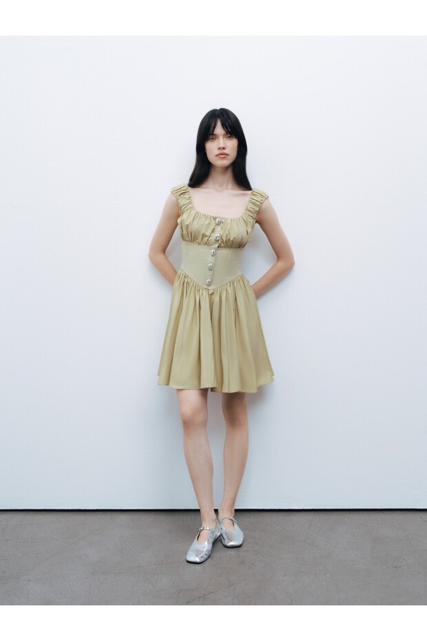 Korse Görünümlü Mini Elbise - 1