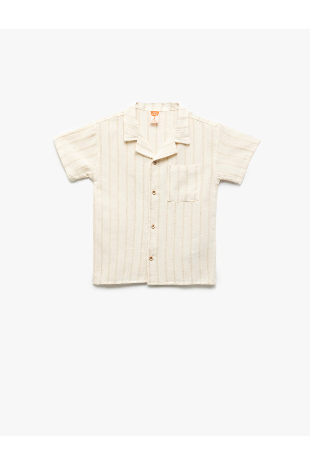 Short Sleeve Pocket Detailed Viscose Blended Cotton Shirt