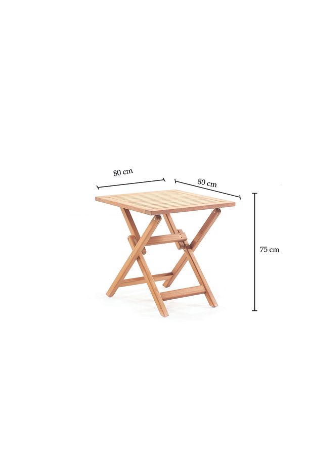 Truva 80x80 Cm Ahşap Iroko Katlanabilir Kare Bahçe-Balkon-Teras Masası - 3