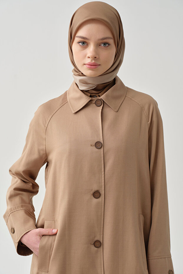 Geniş Manşetli Kap - Bej - 5