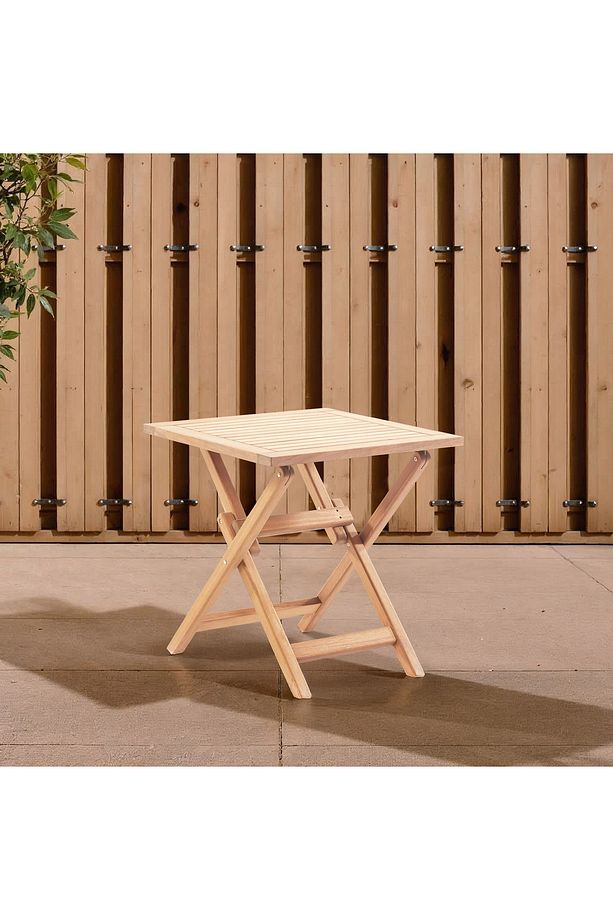 Truva 80x80 Cm Ahşap Iroko Katlanabilir Kare Bahçe-Balkon-Teras Masası - 1