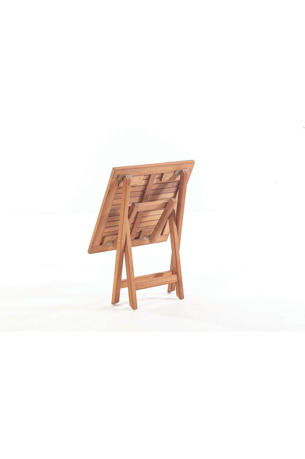 Truva 80x80 Cm Ahşap Iroko Katlanabilir Kare Bahçe-Balkon-Teras Masası - 7