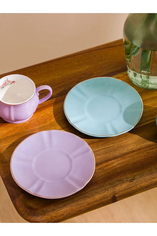 LCW HOME Lila Çiçekli Porselen 2 Kişilik Kahve Fincan Takımı 90 ml - 4