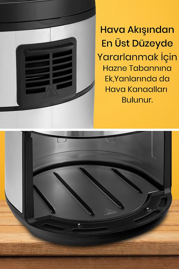 Avantajlı Set Paketi Dokunmatik Airfryer Sıcak Hava Fritözü Paslanmaz Çelik Turbo Ayarlı El Blender - 6