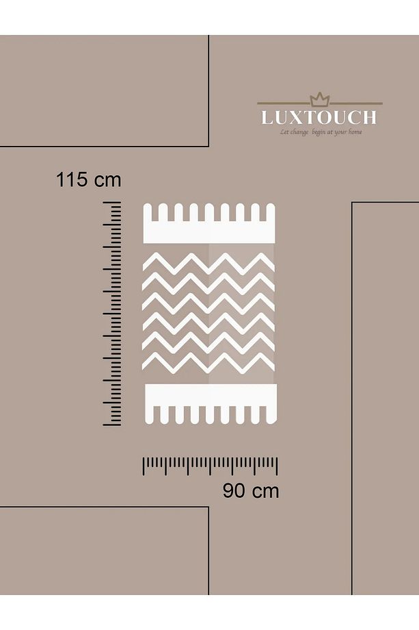 Liva Ponponlu Ekru Berjer 1 Adet Tekli Koltuk Örtüsü 115x90 Cm Berjer Şalı Püsküllü - 5