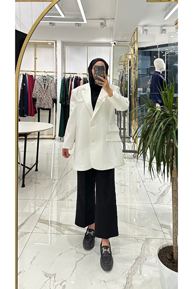 Çift düğmeli blazer ceket - 5